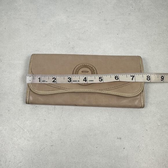 Fossil Wallet Womens Tan Genuine Leather Clutch Organizer Leaf Lining Print - Picture 8 of 9